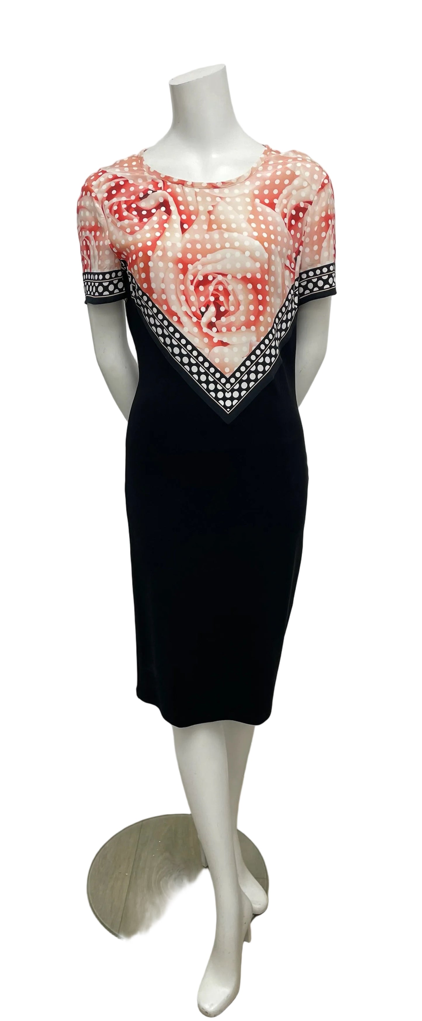 Roberto Cavalli Black & Orange Print Sheath Dress Size 44