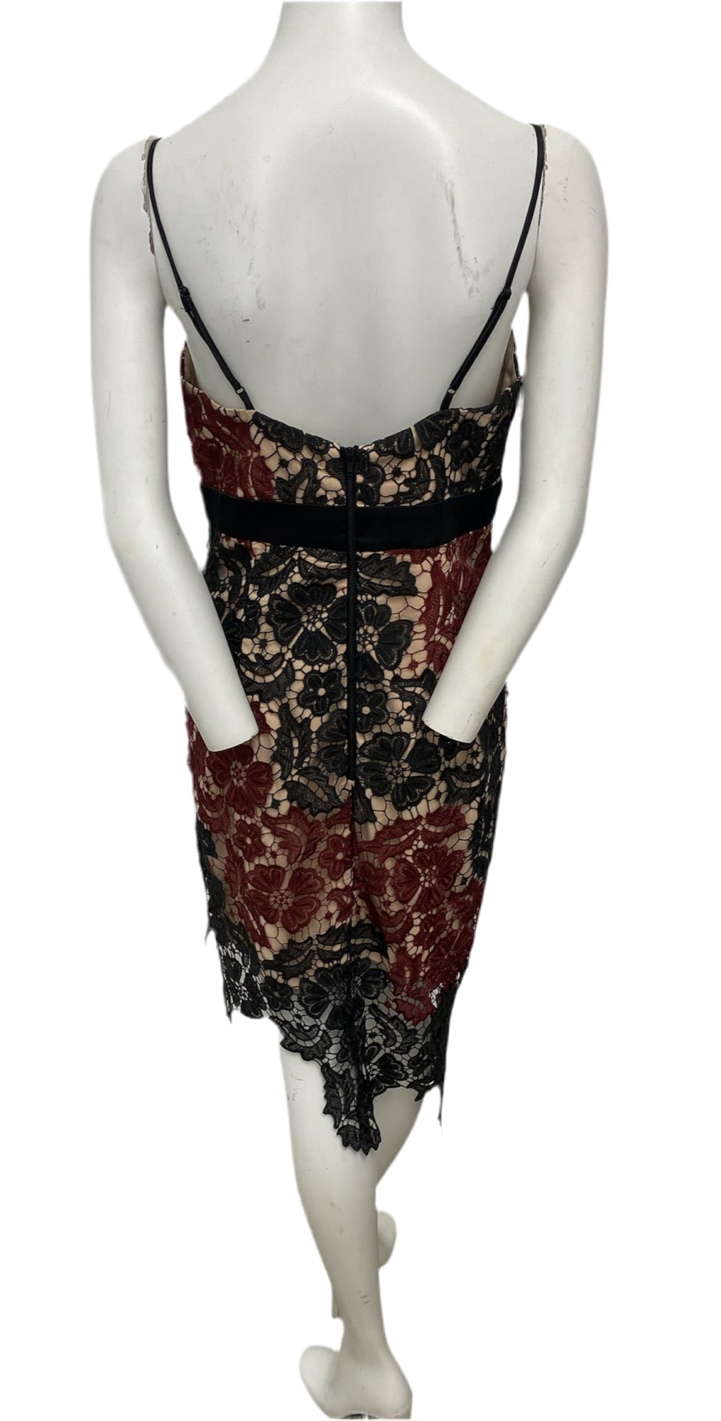 Bardot Maroon & Black Lace Dress Size 8