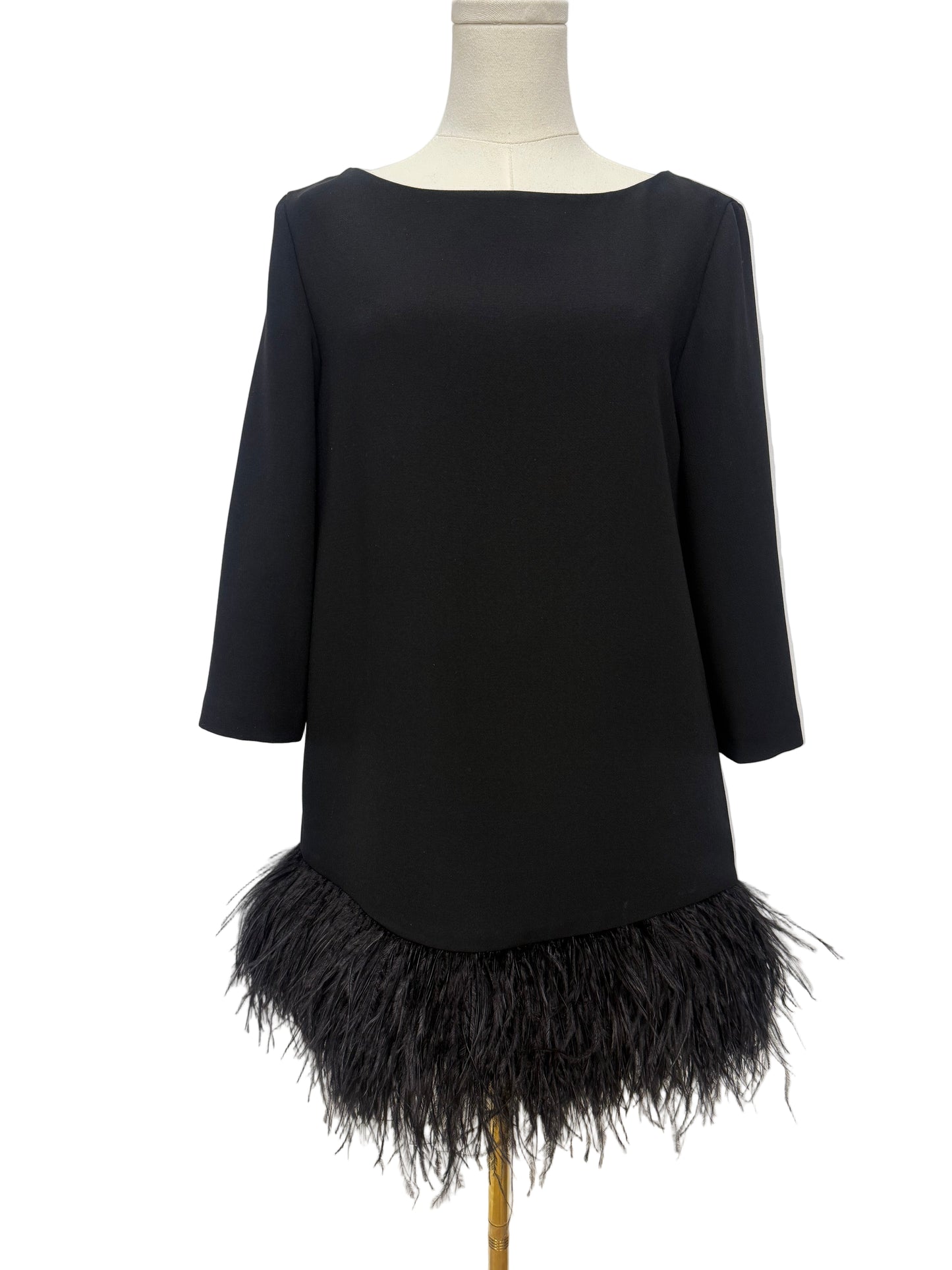 Kate Spade Black Ostrich Feather Trim Dress Size 4