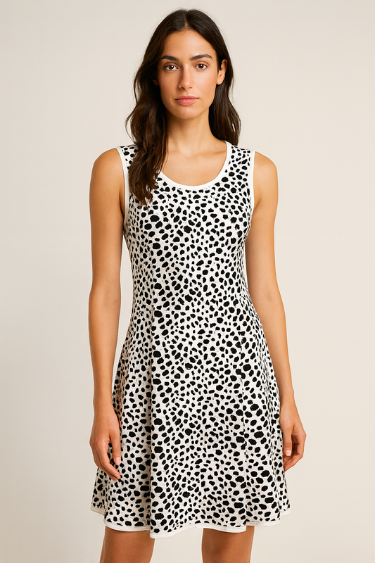 Pink Tartan Black & White Animal Print A Line Dress Size S