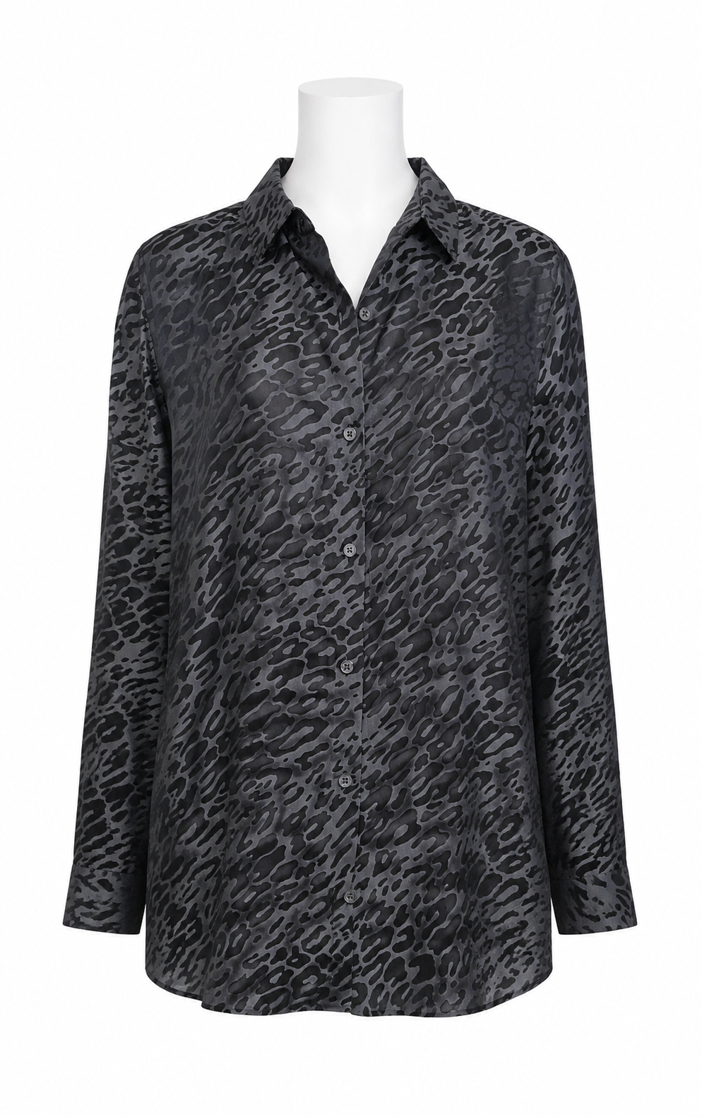 Equipment Charcoal Grey Animal Print Silk Blouse Size L