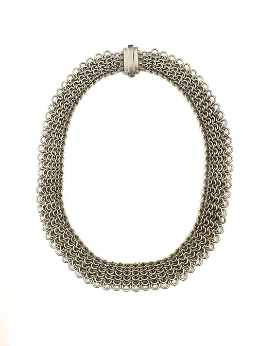 Italian Woven Flat Links Chain Choker Necklace