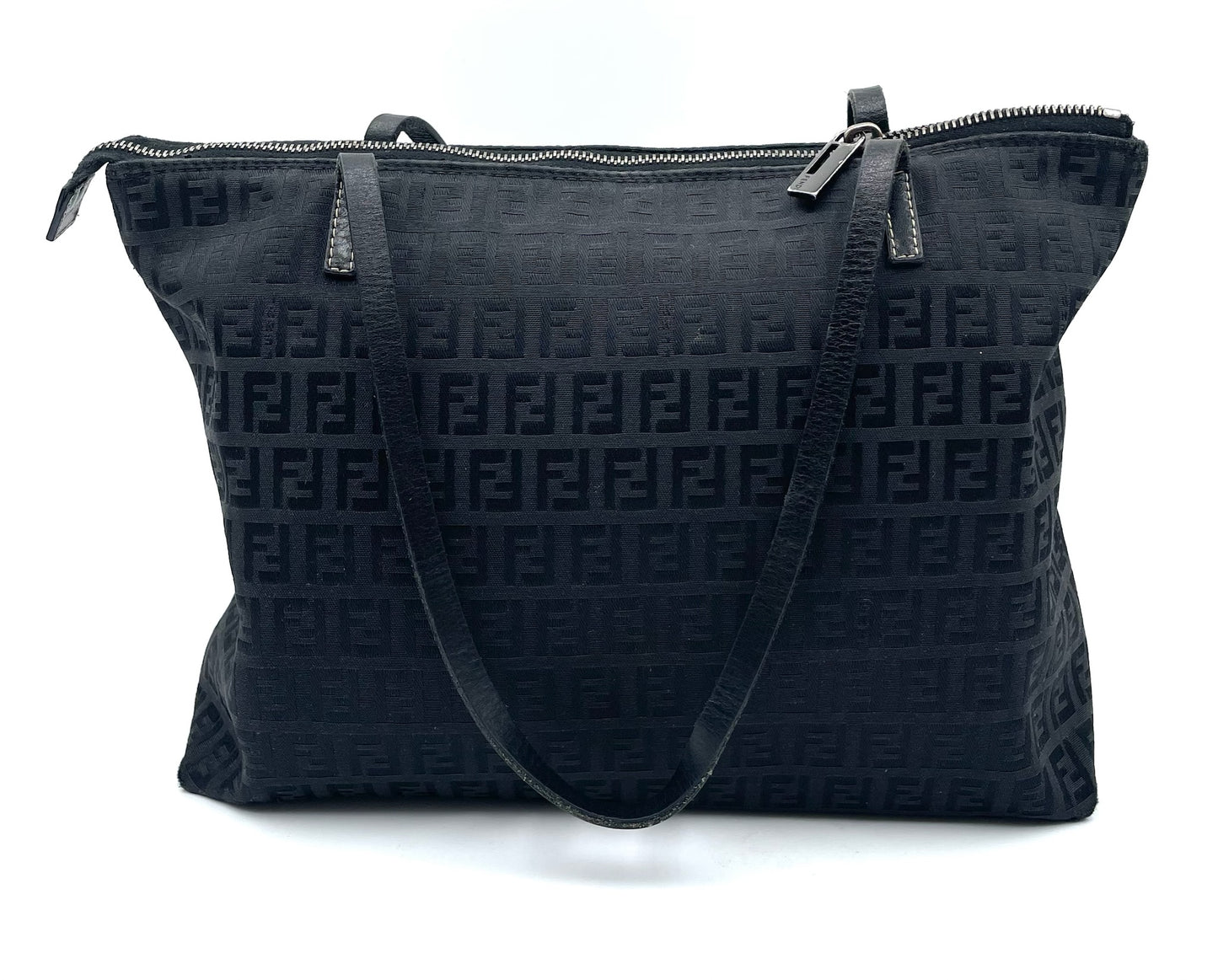Fendi Black Zucca Monogram Shoulder Tote