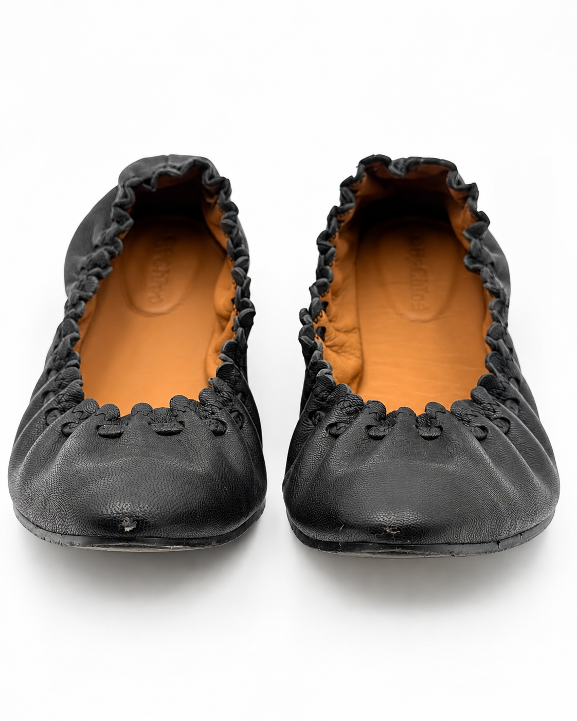 See By Chloe Black Jane Leather Ballet Flats Size 38.5