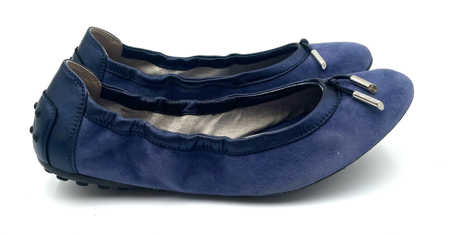 Tod’s Blue Suede Ballerina Flats Size 38