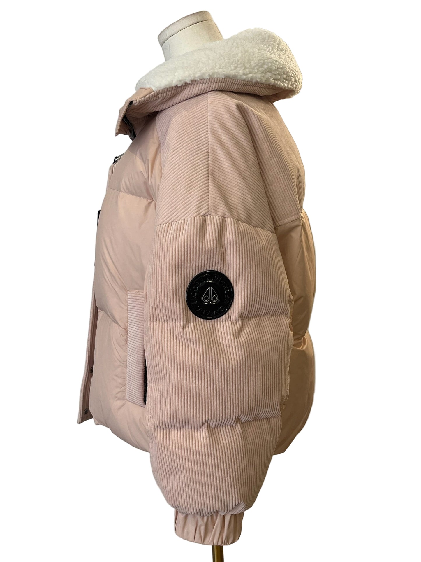 Brand New Moose Knuckle Elmira Pink Curduroy Puffer Jacket Size S