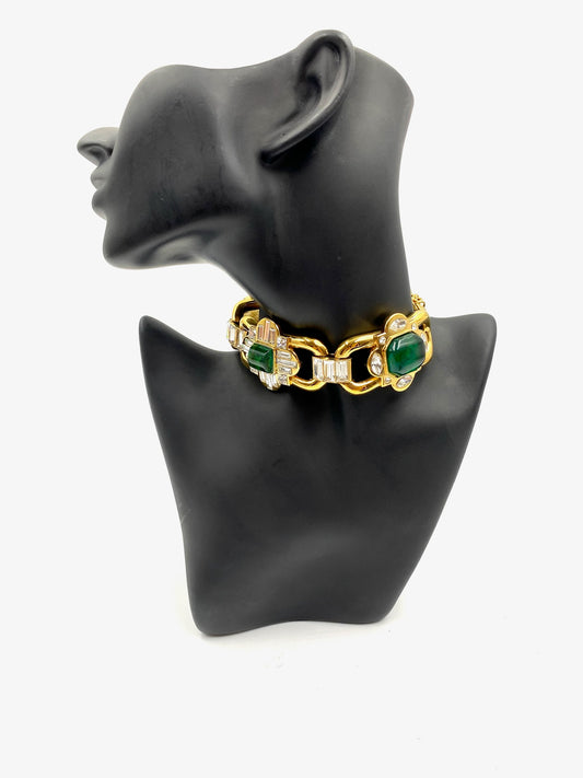 18ct Yellow Gold-Plated Brass, Crystal And Cabochon Choker Necklace