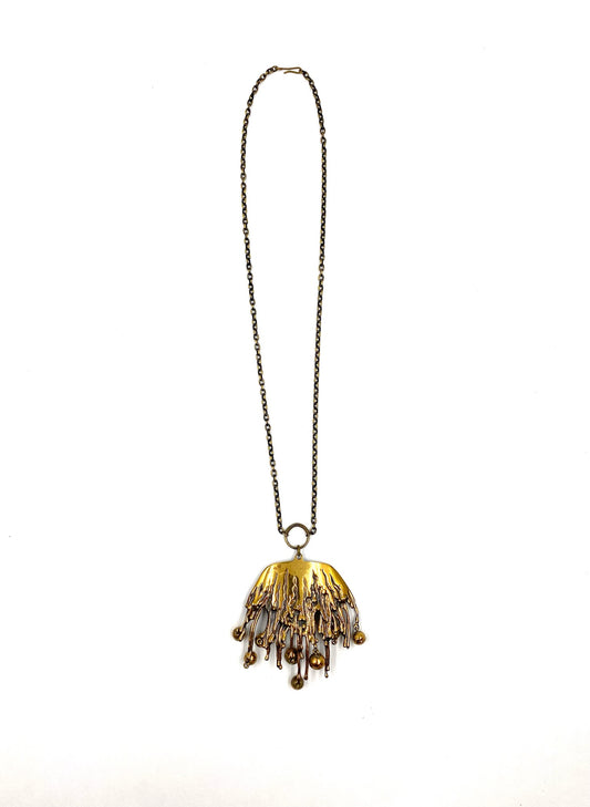 1960s Turun Hopea Bronze Pendant Necklace