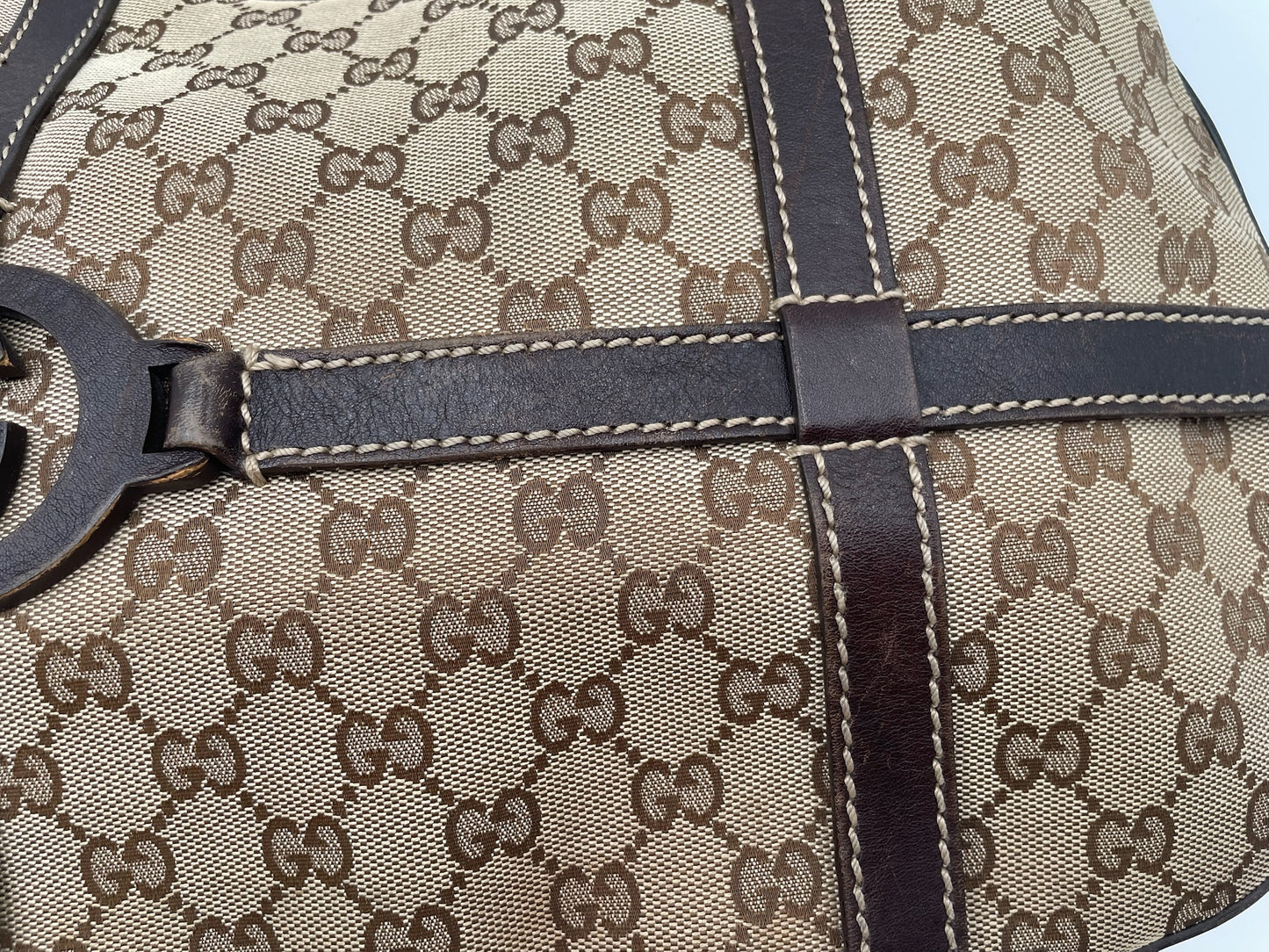 Gucci GG Canvas Biege & Brown Interlocking G Shoulder Hobo Bag