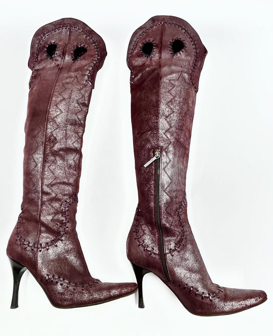 Donald Pliner Tall Red Western Pointer Boots Size 7