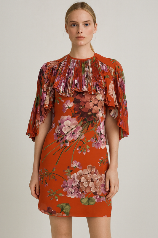Gucci Red Floral Silk Dress Size 42