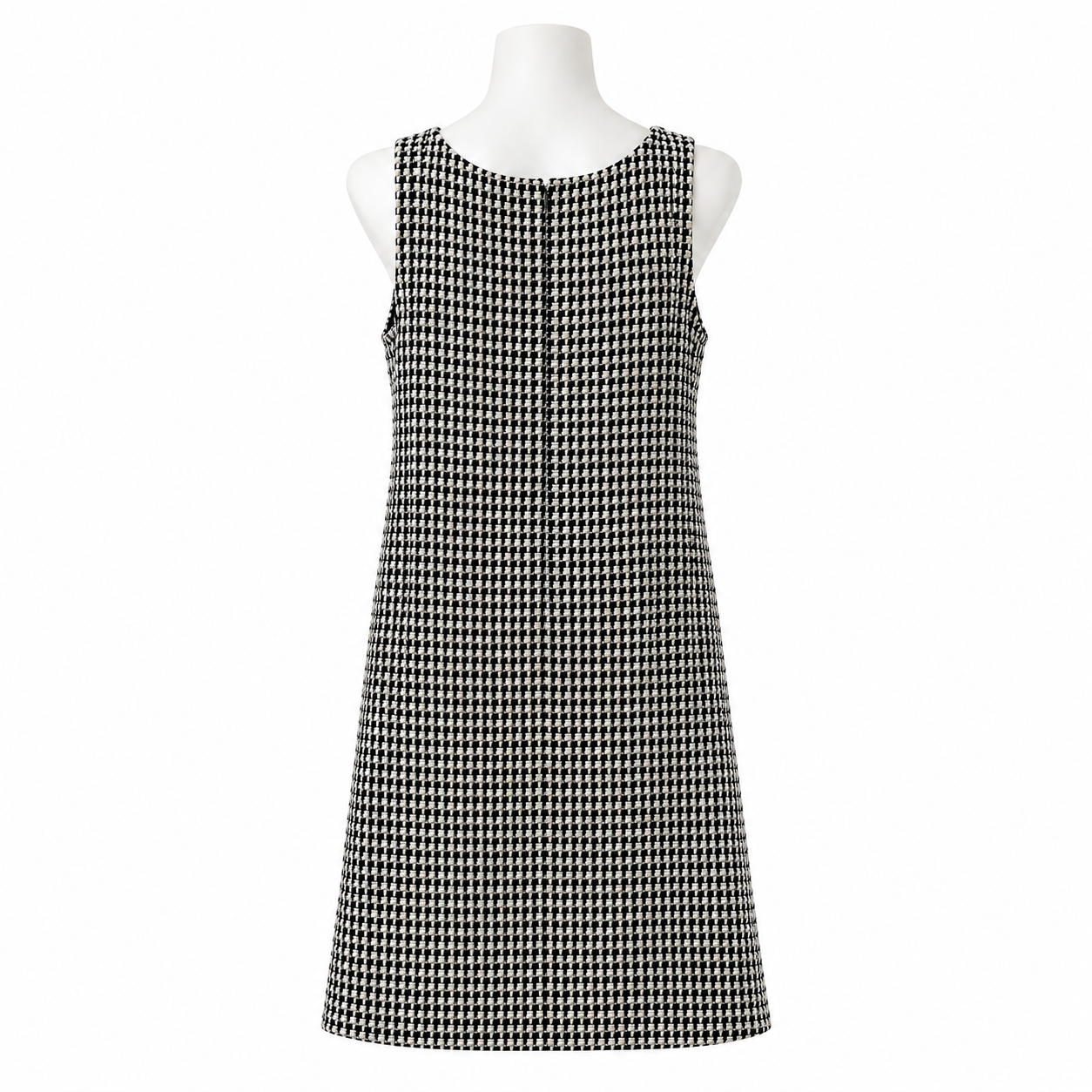 St.John B/W Houndstooth Tweed Shift Dress Size L