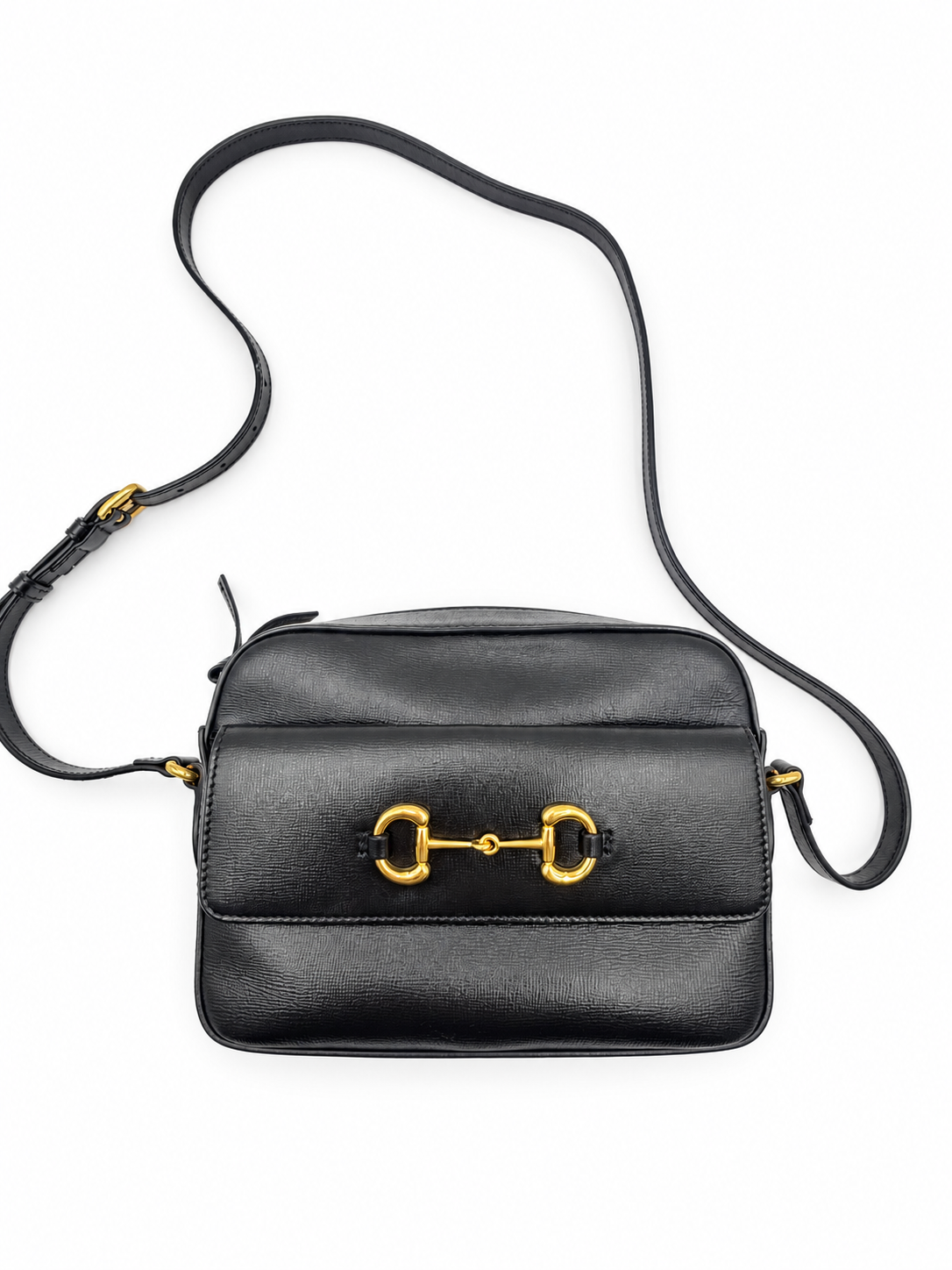 Gucci Black Leather Crossbody Horsebit Bag