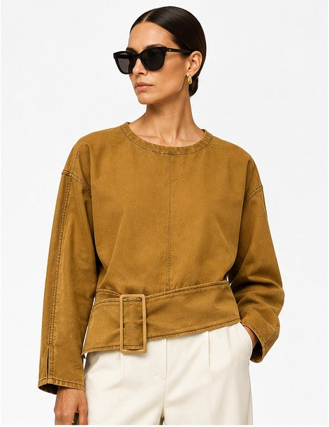 3.1 Philip Lim Mustard Gold Denim Blouse Size 6