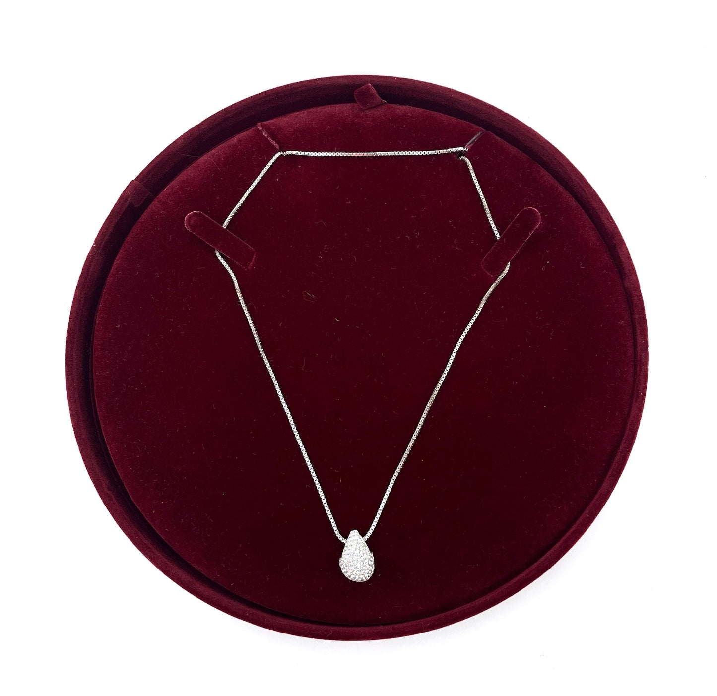 Hillberg & Bern Sterling Silver Teardrop Rhinestone Pendant Necklace