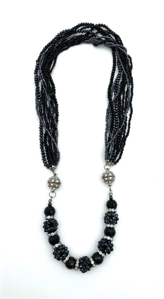Midnight Multi-Strand Crystal Statement Necklace