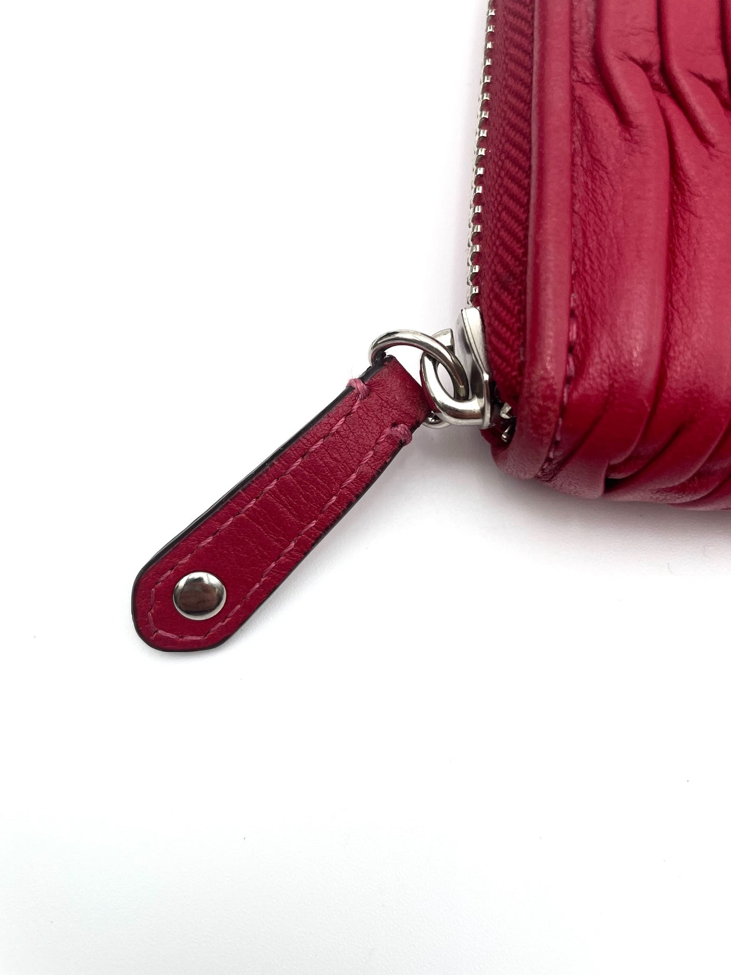 Coach Red Madison Gathered Leather Accordion Wallet