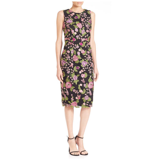 Badgley Mischka Floral Lace Sheath Dress Size 4