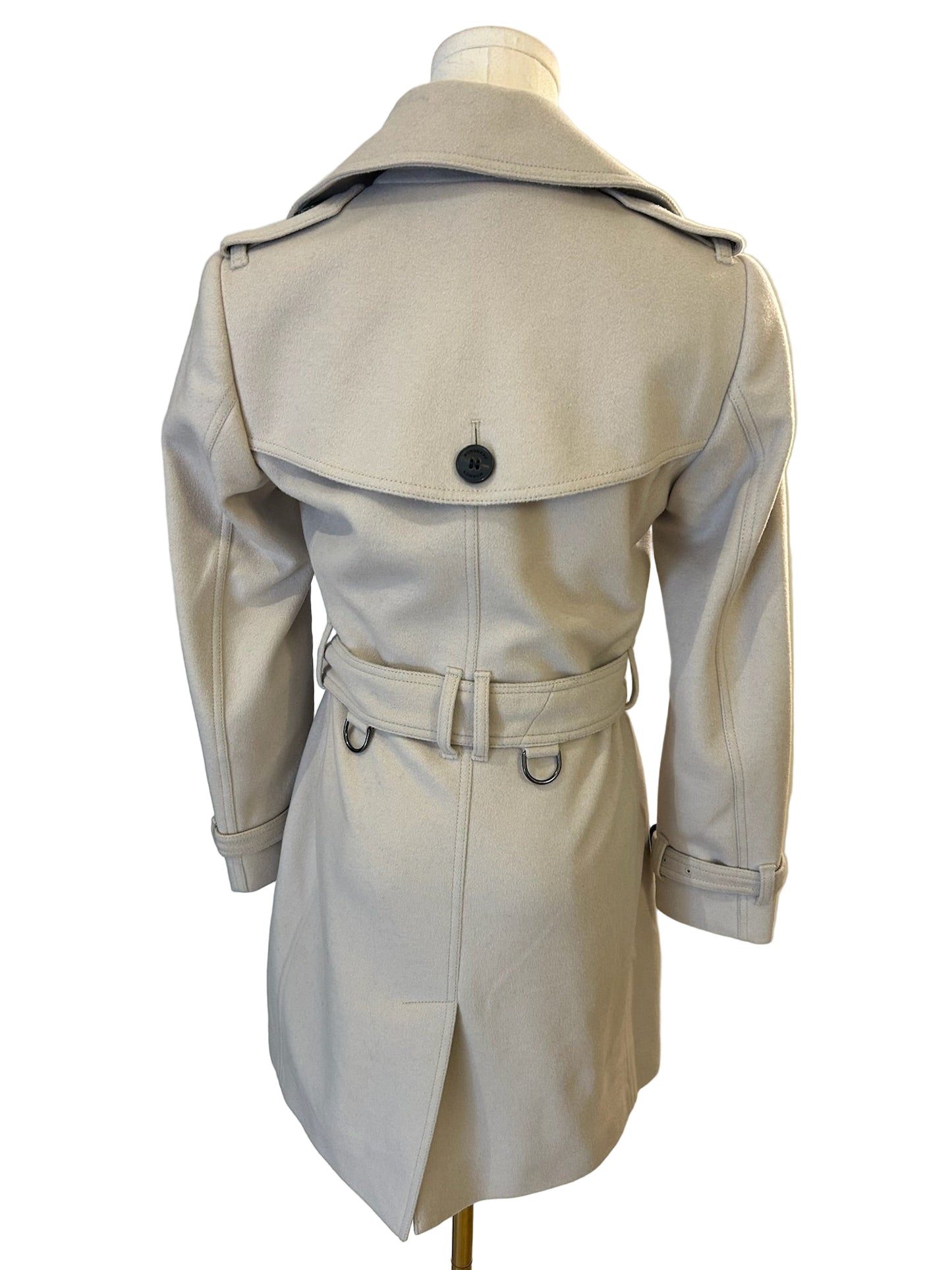 Burberry London Biege Wool & Cashmere Belted Coat Size 2