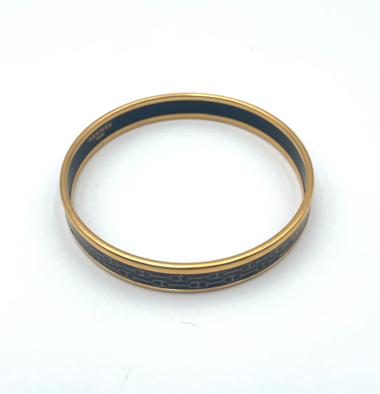 Hermes Enamel Narrow Printed Chain D Ancre Bracelet