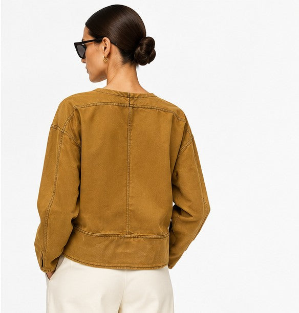 3.1 Philip Lim Mustard Gold Denim Blouse Size 6