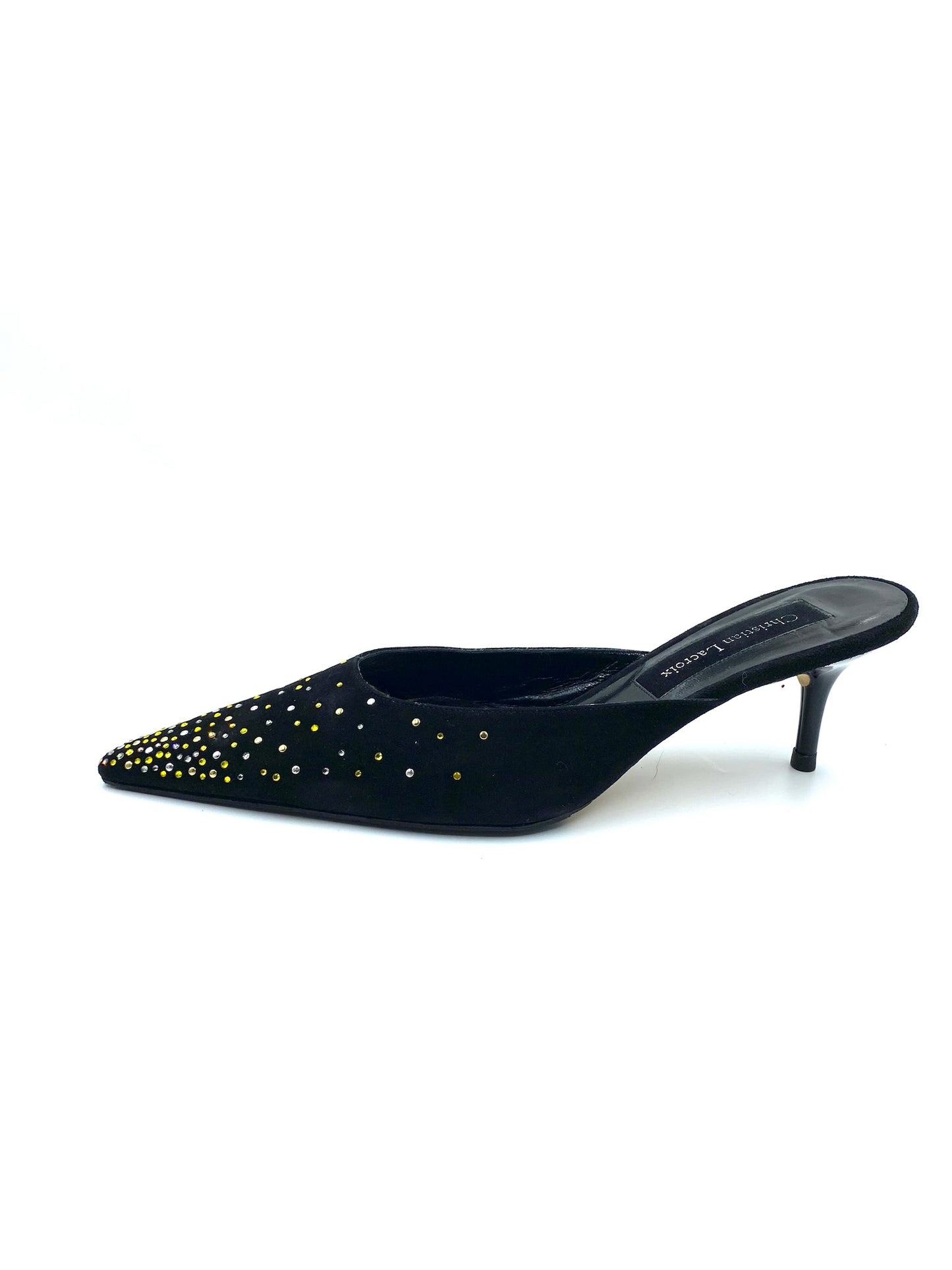 Christian Lacroix Black Rhinestone Pointed Mule Size 39