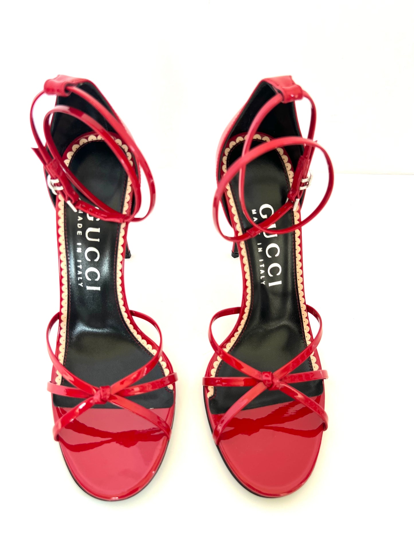 Brand New Gucci Red Patent Strappy Heels Size 41