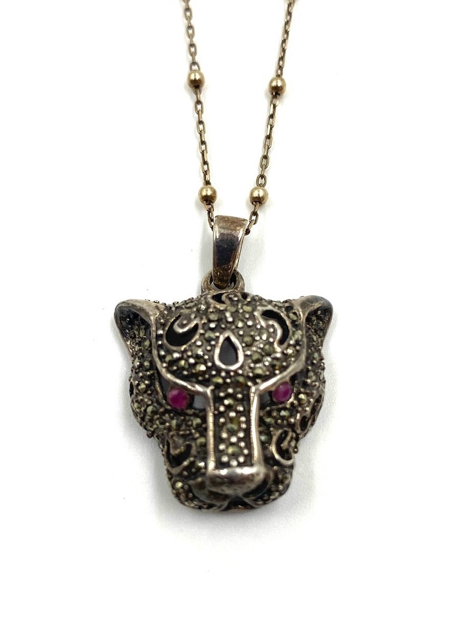 Panther Marcasite Earring & Necklace Set