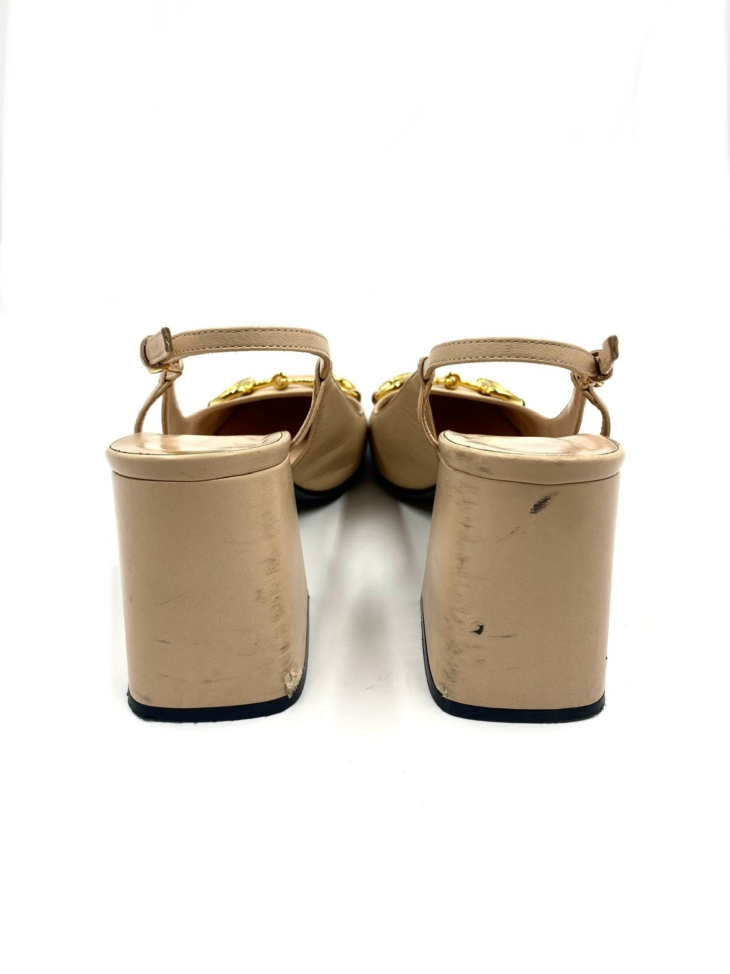 Gucci Biege Slingback Block Heels Size 39