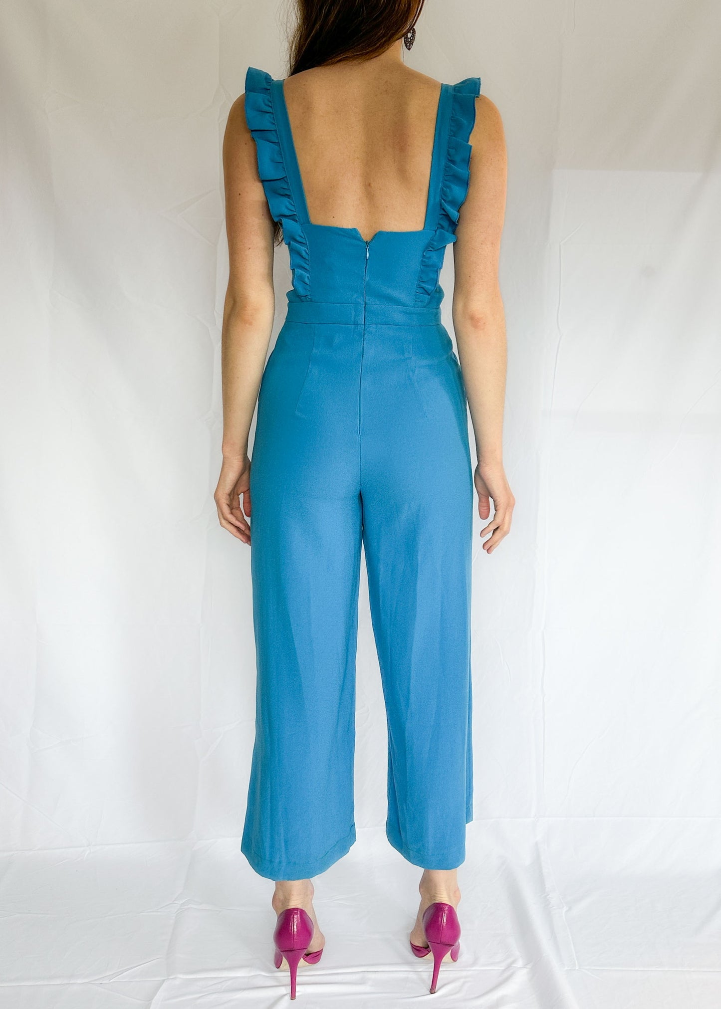Brand New Lily Blue Ruffle Jumpsuit Size 36 US S