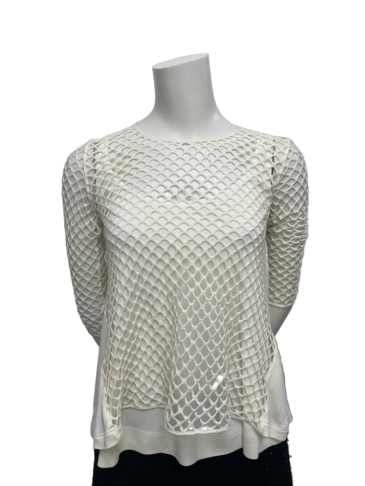 Akris White Mesh Overlay Blouse Size 4