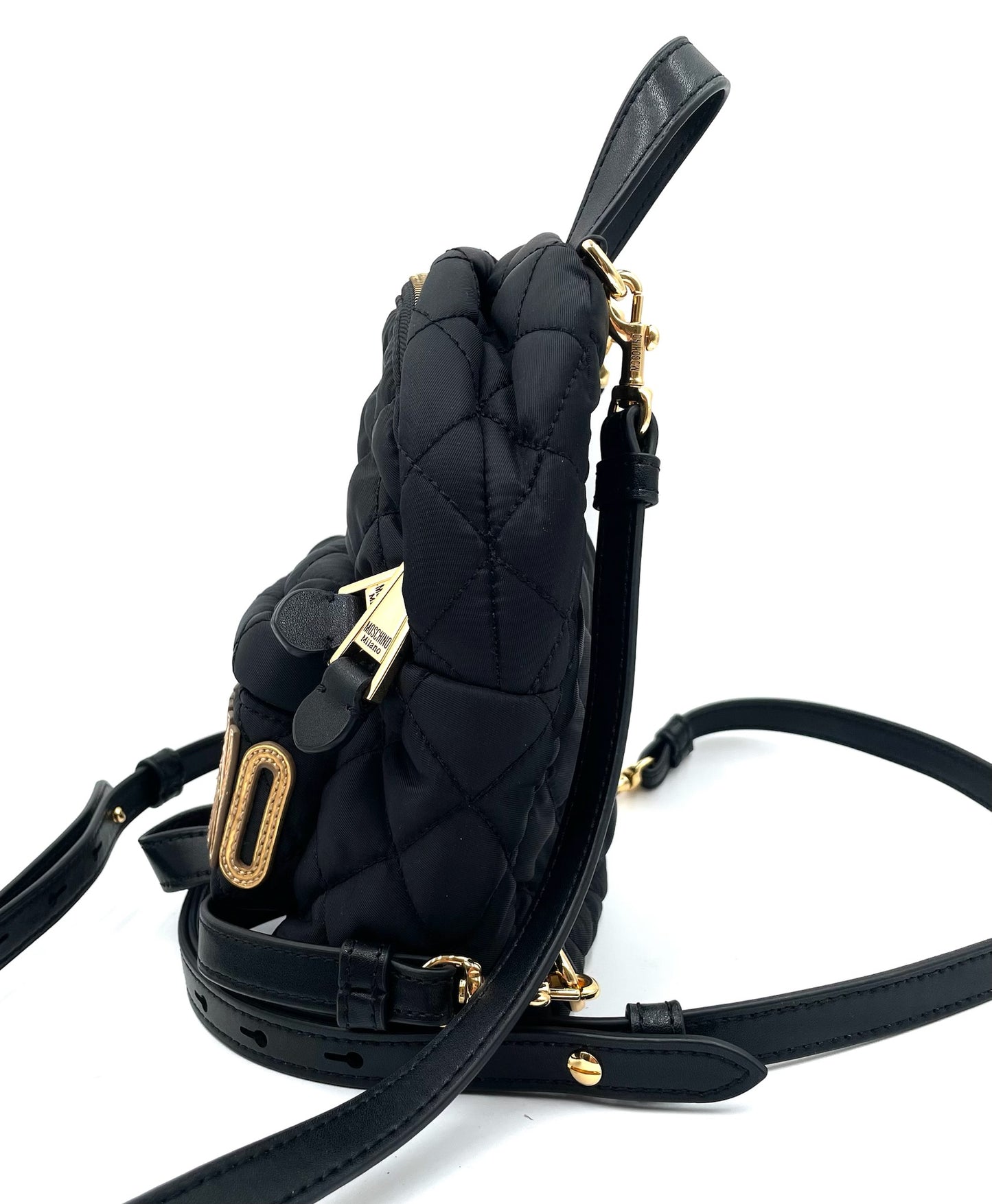 Moschino Black Mini Quilted Backpack