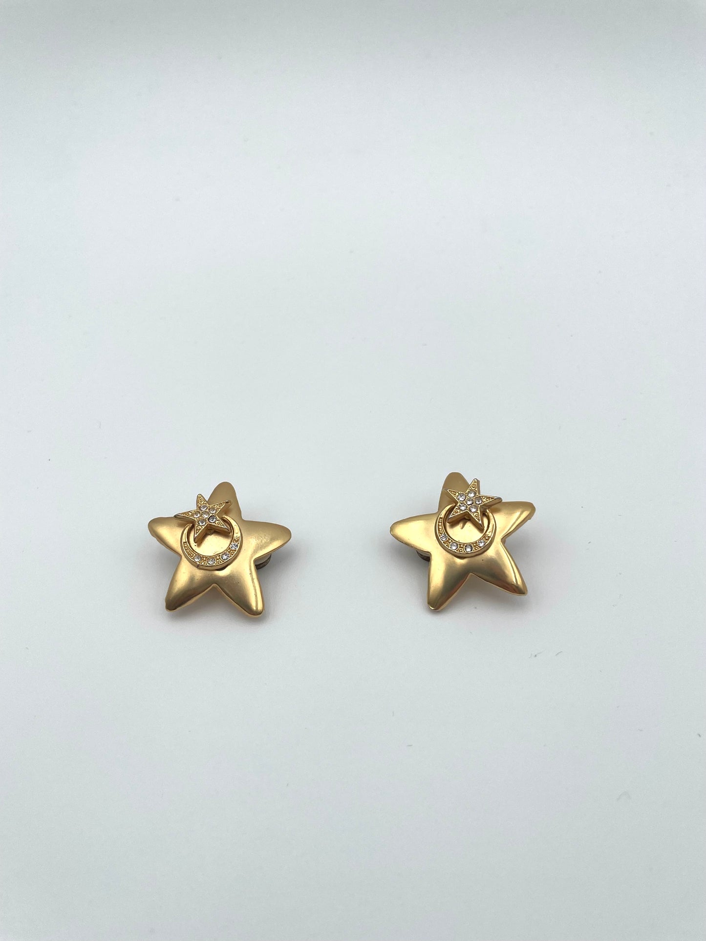 Vintage Gold Star Clip Earrings