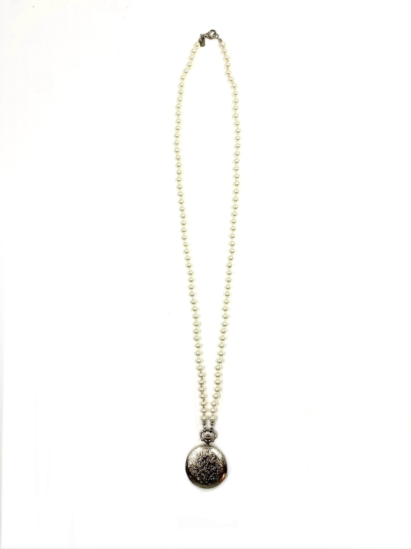 Vintage 1928 Clock Pendant Pearl Necklace