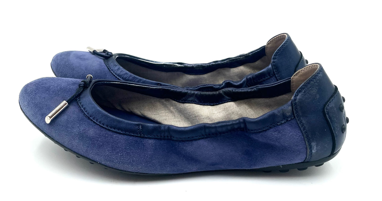 Tod’s Blue Suede Ballerina Flats Size 38