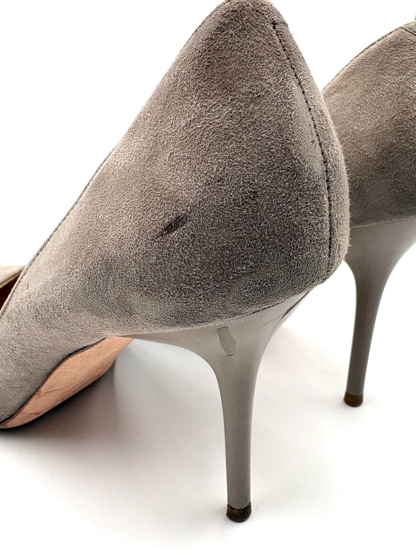 Jimmy Choo Taupe Grey Cap Toe Suede Pump Size 38