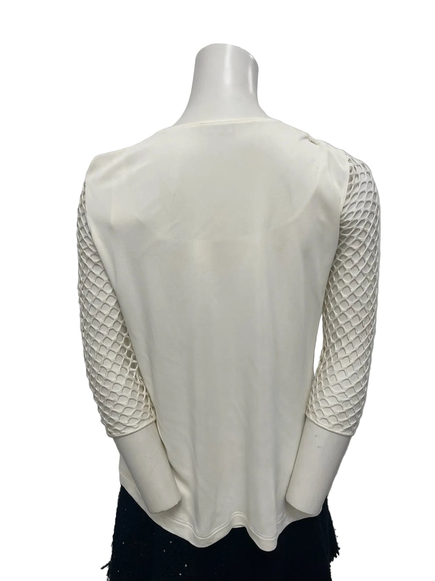 Akris White Mesh Overlay Blouse Size 4