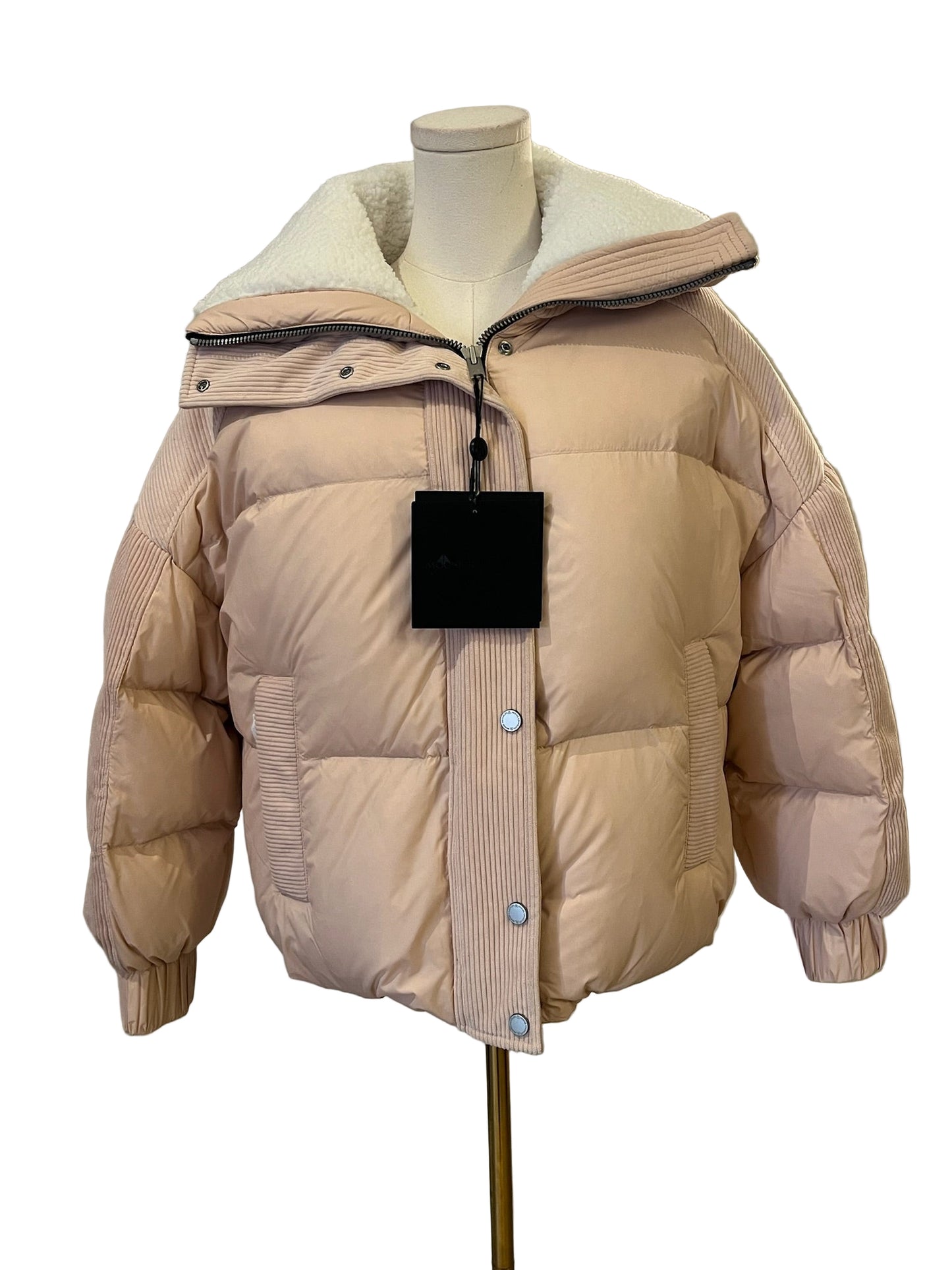 Brand New Moose Knuckle Elmira Pink Curduroy Puffer Jacket Size S