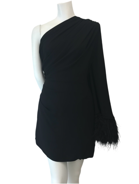 Bronx & Banco Black Feather Sleeve Mini Dress Size M