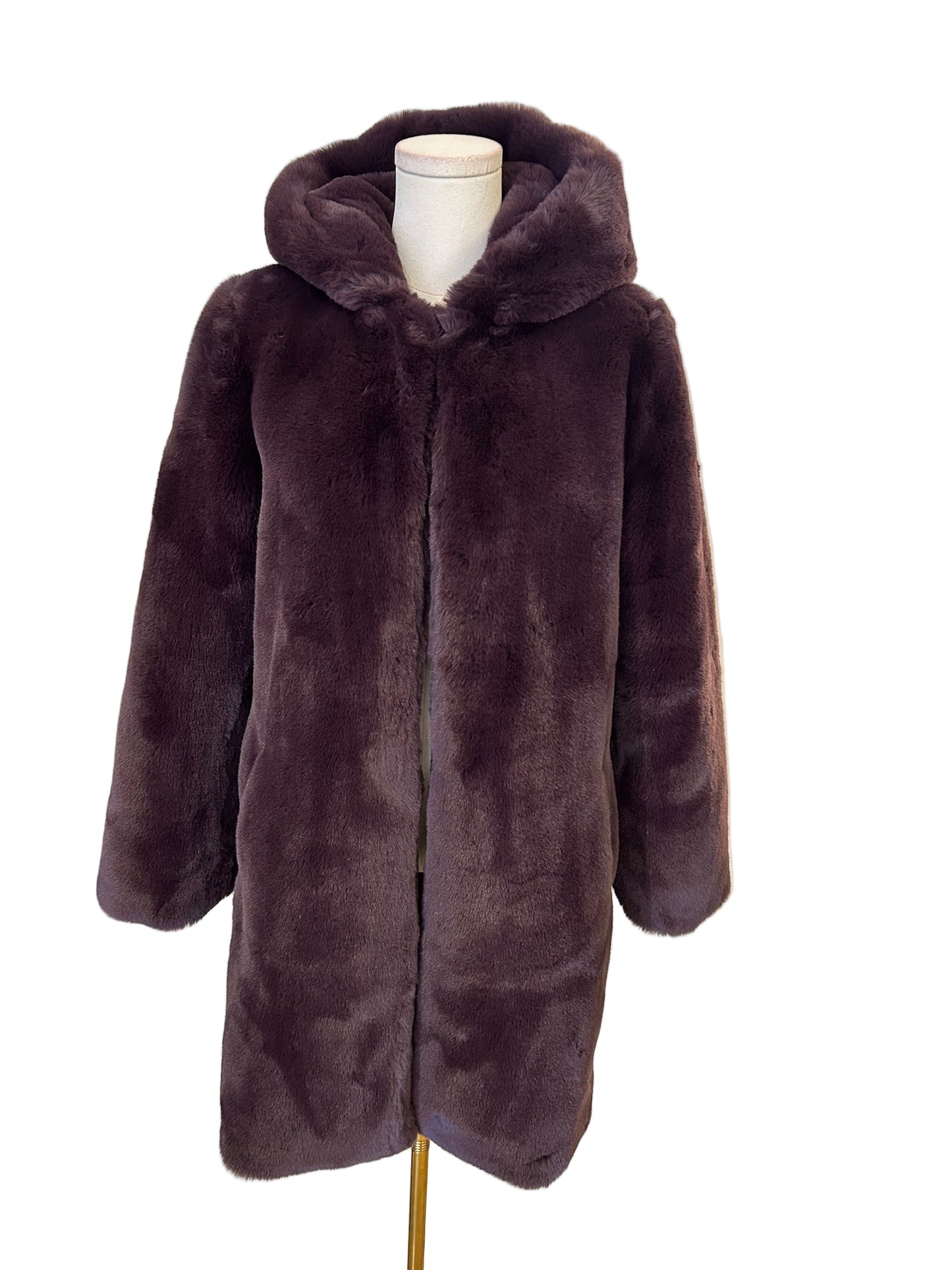 Apparis Plum Faux Fur Hooded Jacket Size XS