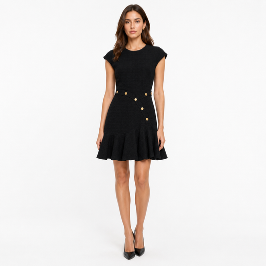 Sandro Black Tweed A Line Dress Size S