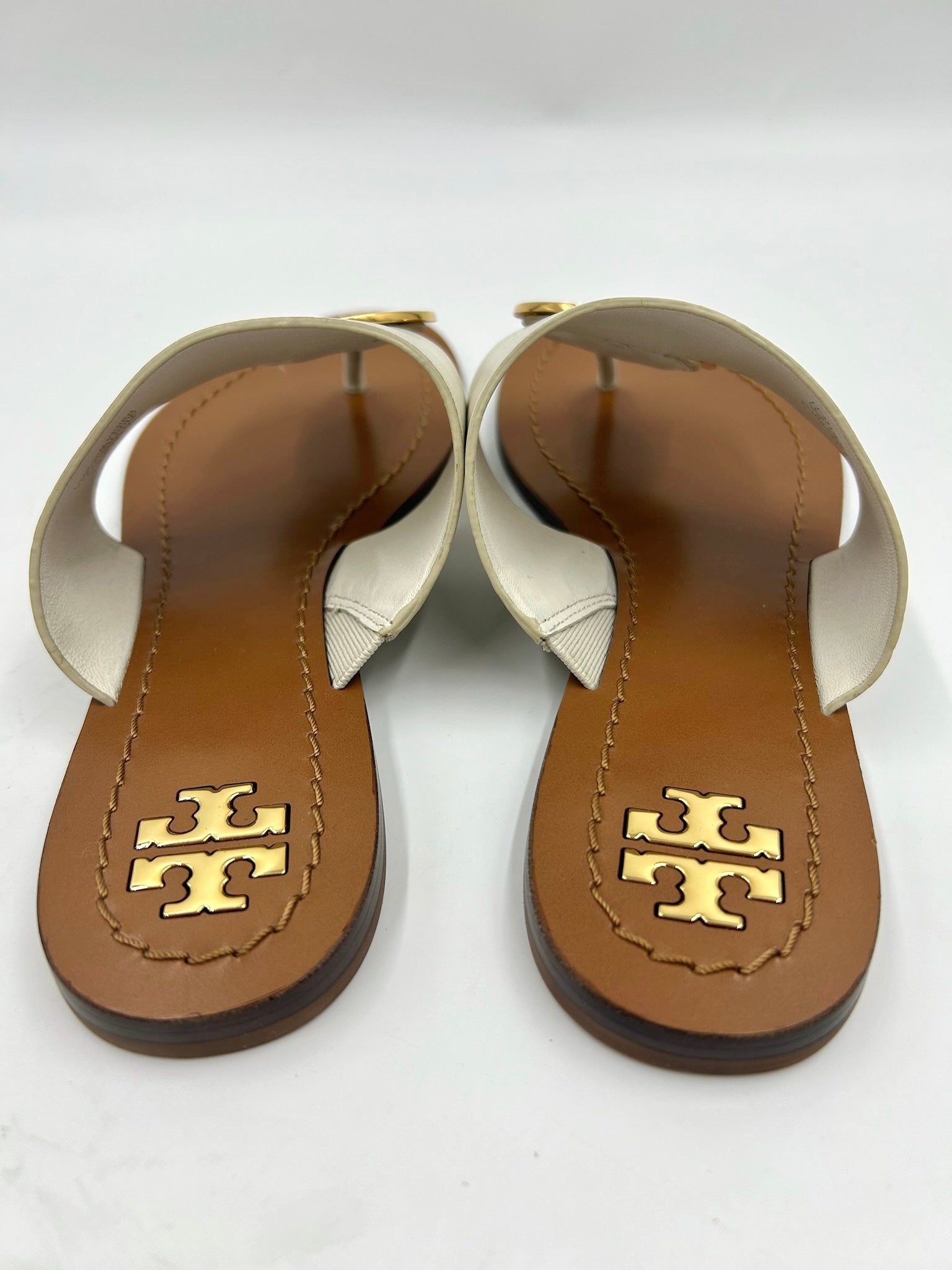 Tory Burch Patos Disk White Leather Sandals Size 6M – Joyce's Closet