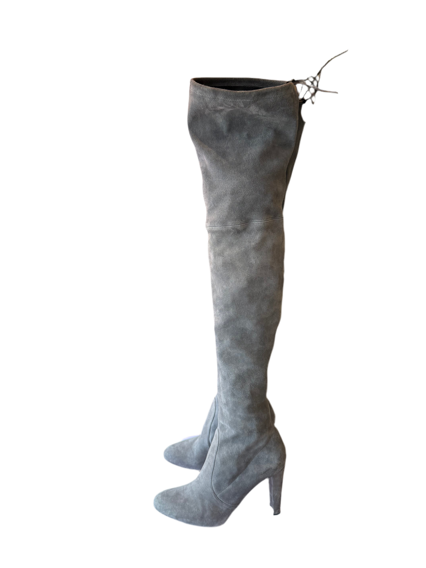 Stuart Weitzmann Highland Thigh High Grey Suede Boots Size 10M