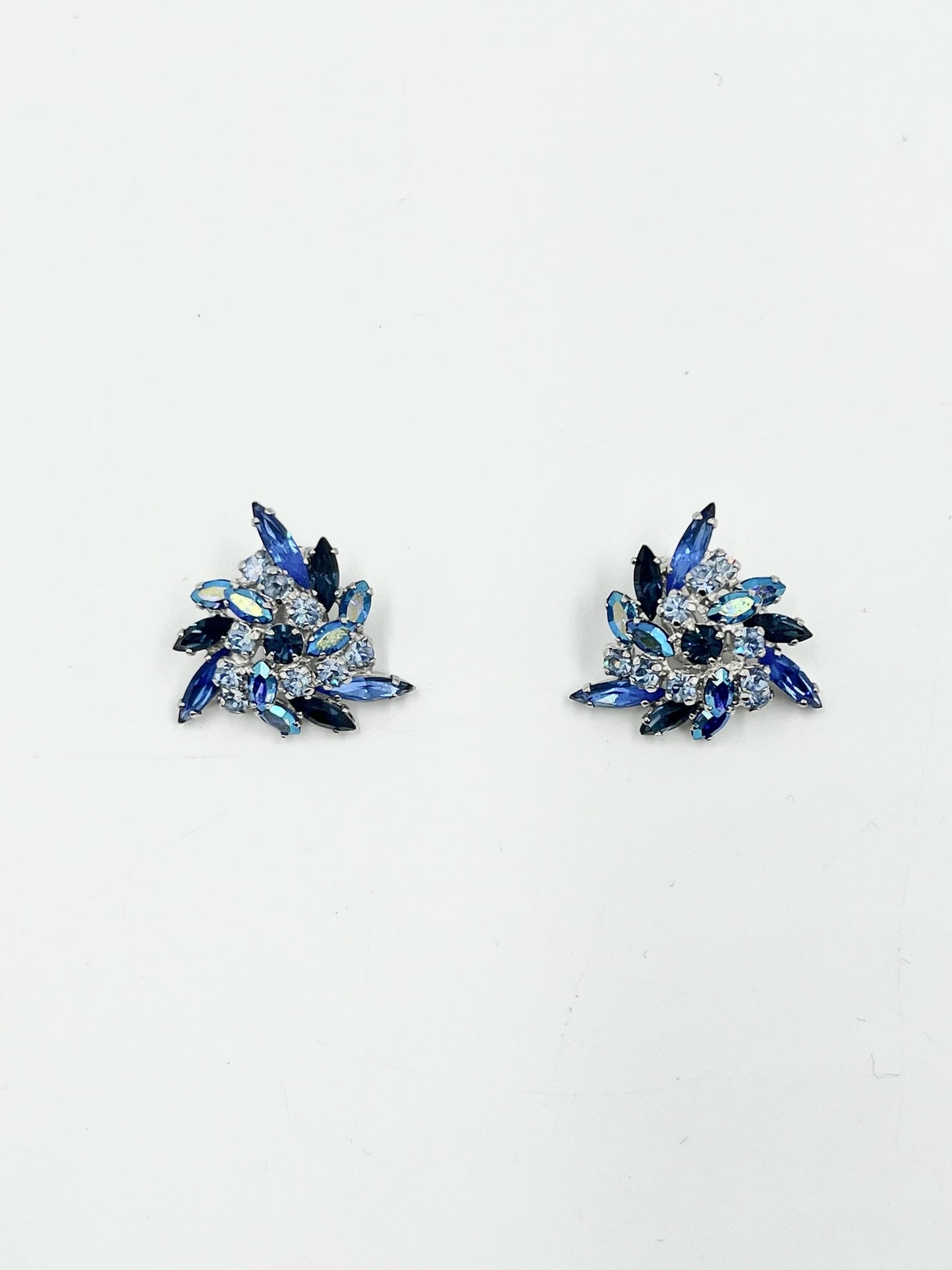 Vintage 1950s Sherman Blue  Swarovski Crystal Brooch, Earring & Bracelet Set