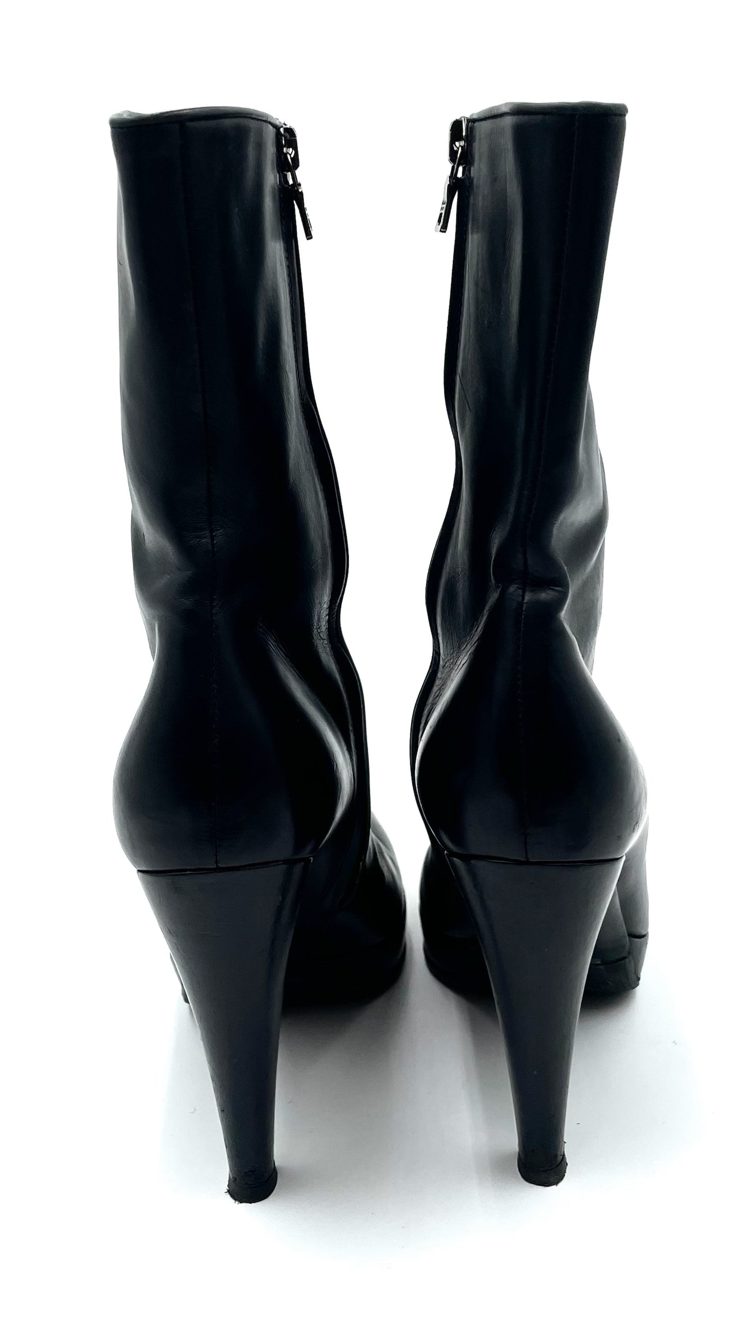 Prada Black Platform Ankle Boots Size 39