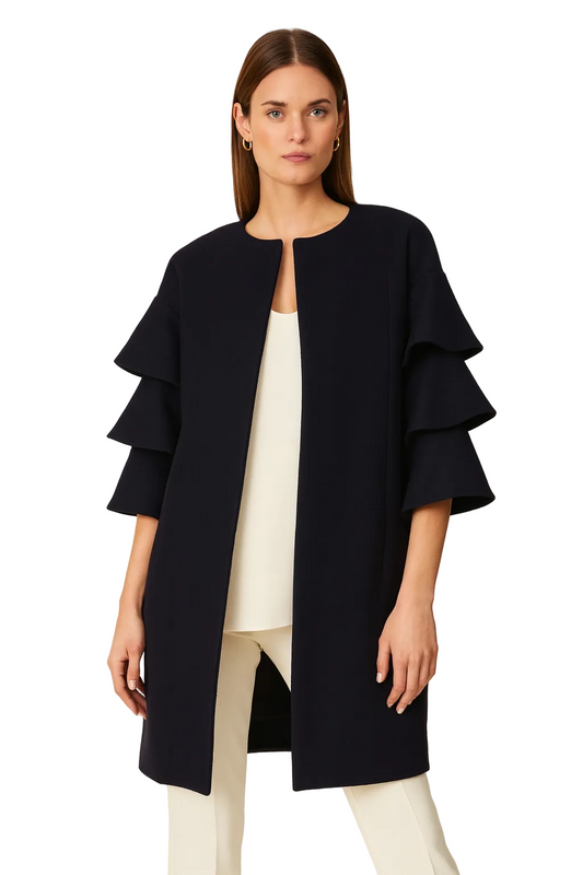 Edward Achour Black Ruffle Jacket Size S