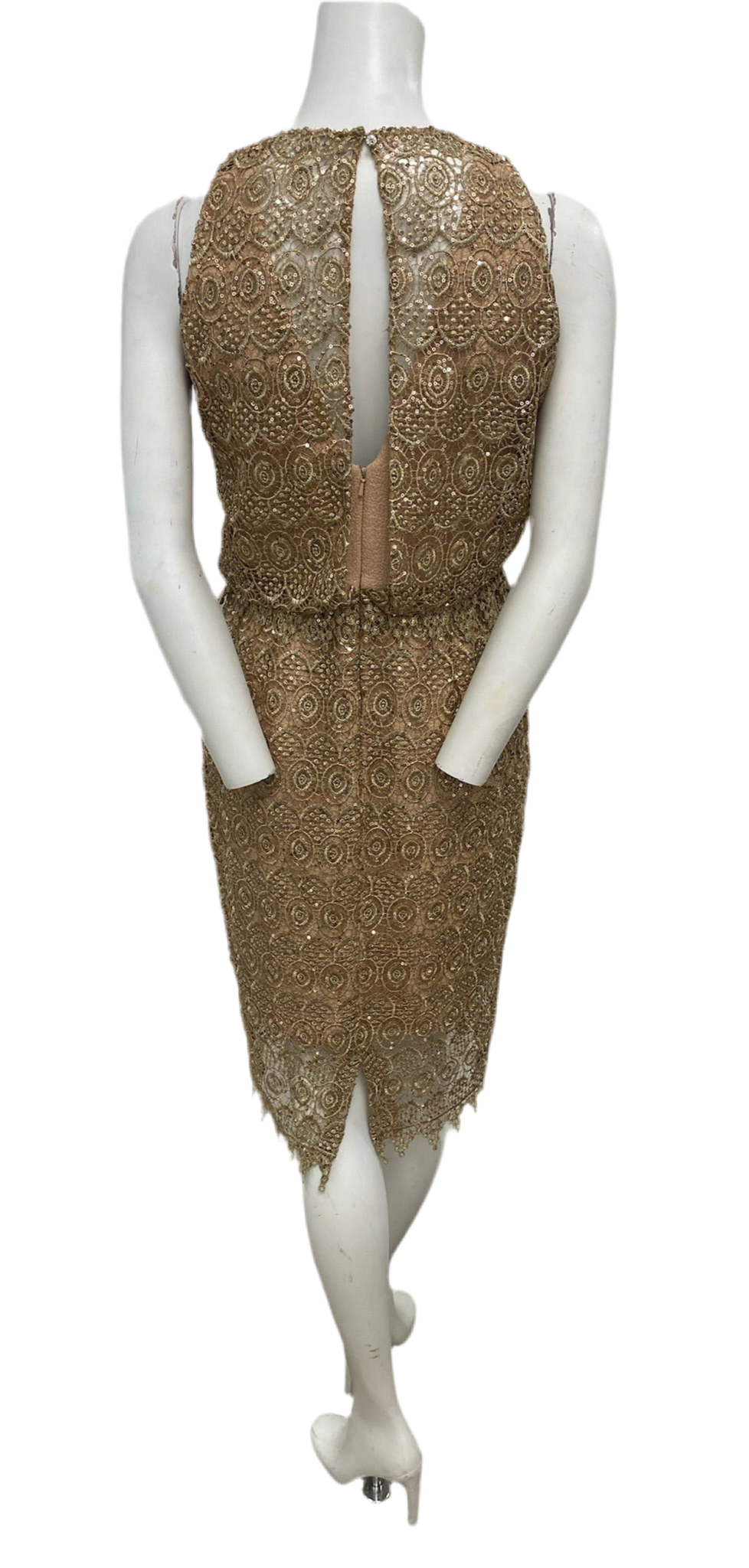 Brand New Badgley Mischka Gold Sequin Sheath Dress Size 4