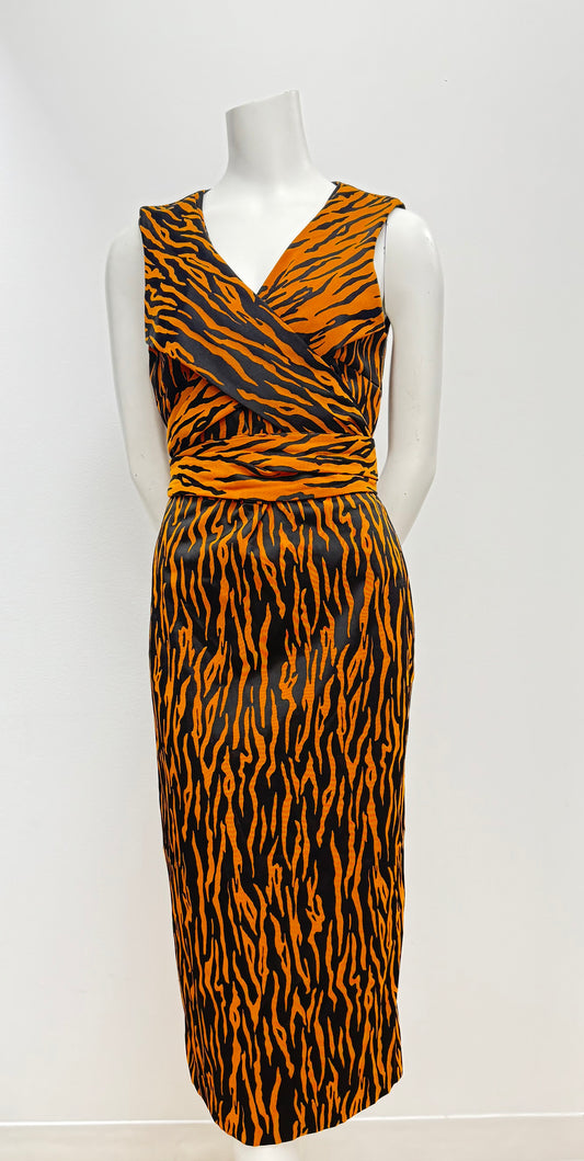 DVF Tiger Print Wrap Around Dress Size S