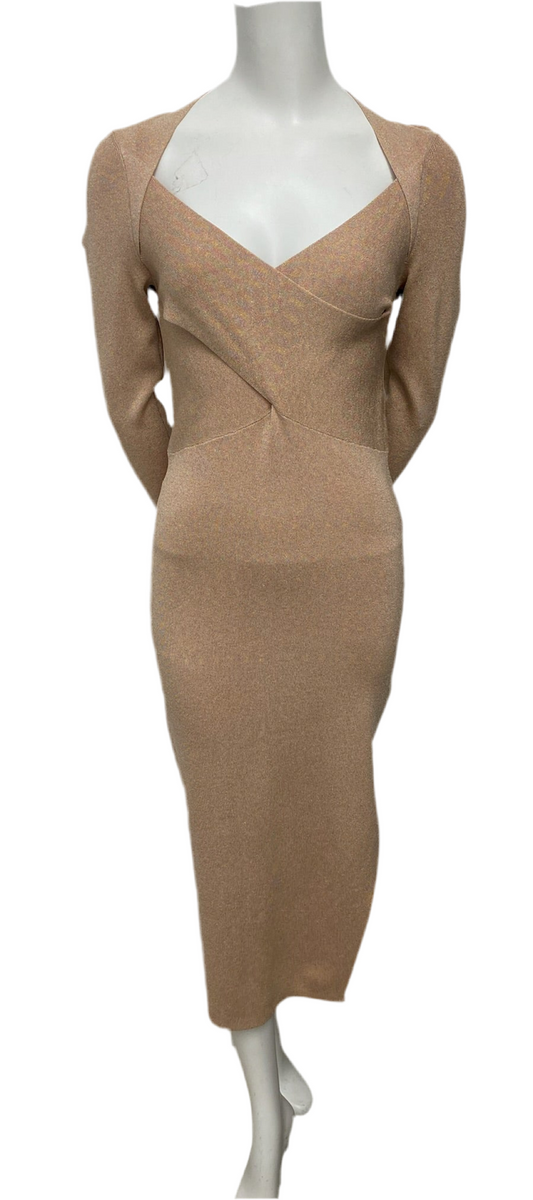 Brand New Ted Baker Dusky-Pink Cross Over Knit Dress Size L