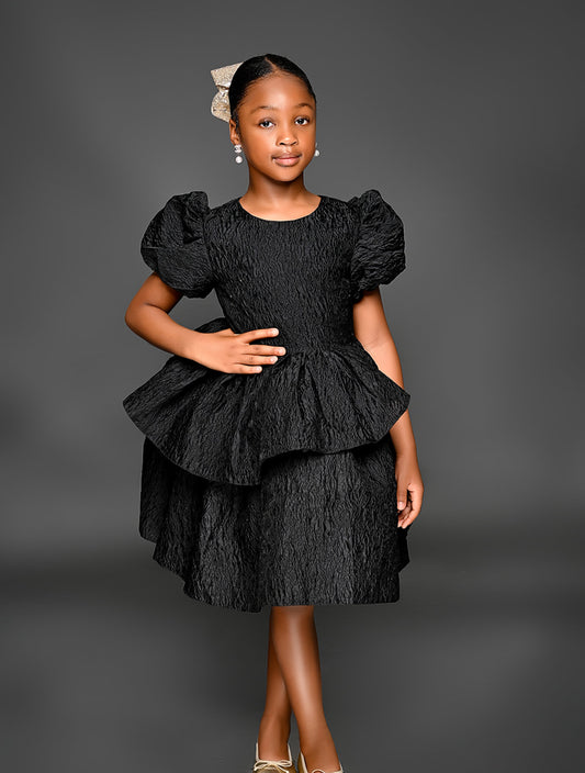 Nini Black Swan Jaquard Puff Kids  ( Multiple Sizes)